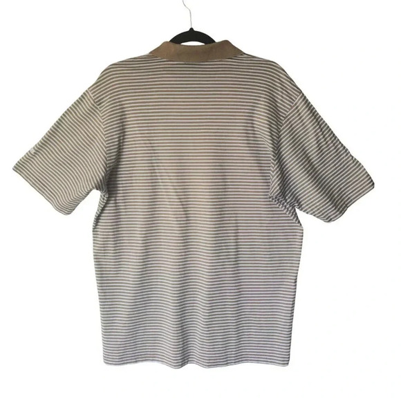 Marbas 100% Cotton Polo Shirt Mens Tan Blue Embroidered Logo Size Large - Picture 2 of 9